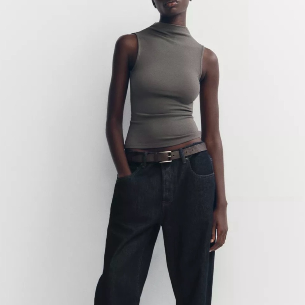 Zara Sleeveless High Collar Top